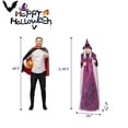 thumbnail image 5 of 71" Life Size Hanging Talking Witch,  Animated Halloween Witch with Sound Activation and Red Eyes for Outdoor & Indoor Decor - Old, Spooky and Scary Flying Animatronic Witch for Halloween Decorations, 5 of 9