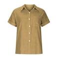 thumbnail image 5 of Summer Tops for Women 2024 Clearance! Mgmyaa Women Shirts Plus Size Collared Short Sleeve Tops Tops Button Loose T-Shirt Blouse Fashion Solid Color Fit Casual Tees, Shirts, 5 of 7