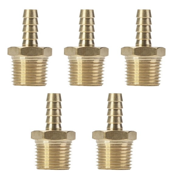 LTWFITTING Brass Barb Fitting Coupler/Connector 5/16-Inch Hose ID x 1/2-Inch Male NPT Fuel(Pack of 5)