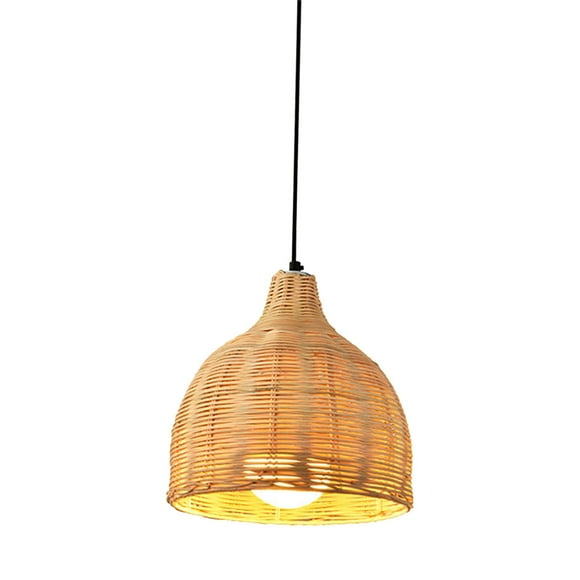 DOLITY Loviver Rattan Pendant Light Woven Linear Chandelier, Rattan Basket Lighting 26x26cm