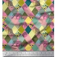 thumbnail image 1 of Soimoi Silk Fabric Leopard & Argyle Patchwork Print Fabric by The Yard 42 Inch Wide, 1 of 3
