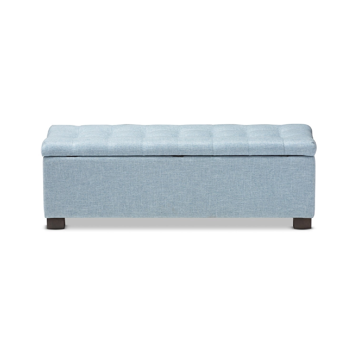 Baxton Studio Roanoke Modern and Contemporary Light Blue Fabric Upholstered Grid-Tufting Storage Ottoman Bench