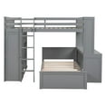 thumbnail image 3 of Full Size Solid Wood High Loft Bed with a Twin Size Stand-alone Bed, Shelves, Desk and Wardrobe, Thickened Wooden Higher Quality Loft Bed with Storage, 3 of 9