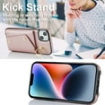 thumbnail image 2 of Crossbody Strap Wallet Case for iPhone 13 with Wrist Strap, 360° Rotating Ring Kickstand & Card Holder PU Leather Purse Magnetic Snap Zipper Case Cover for iPhone 13, Rosegold, 2 of 9