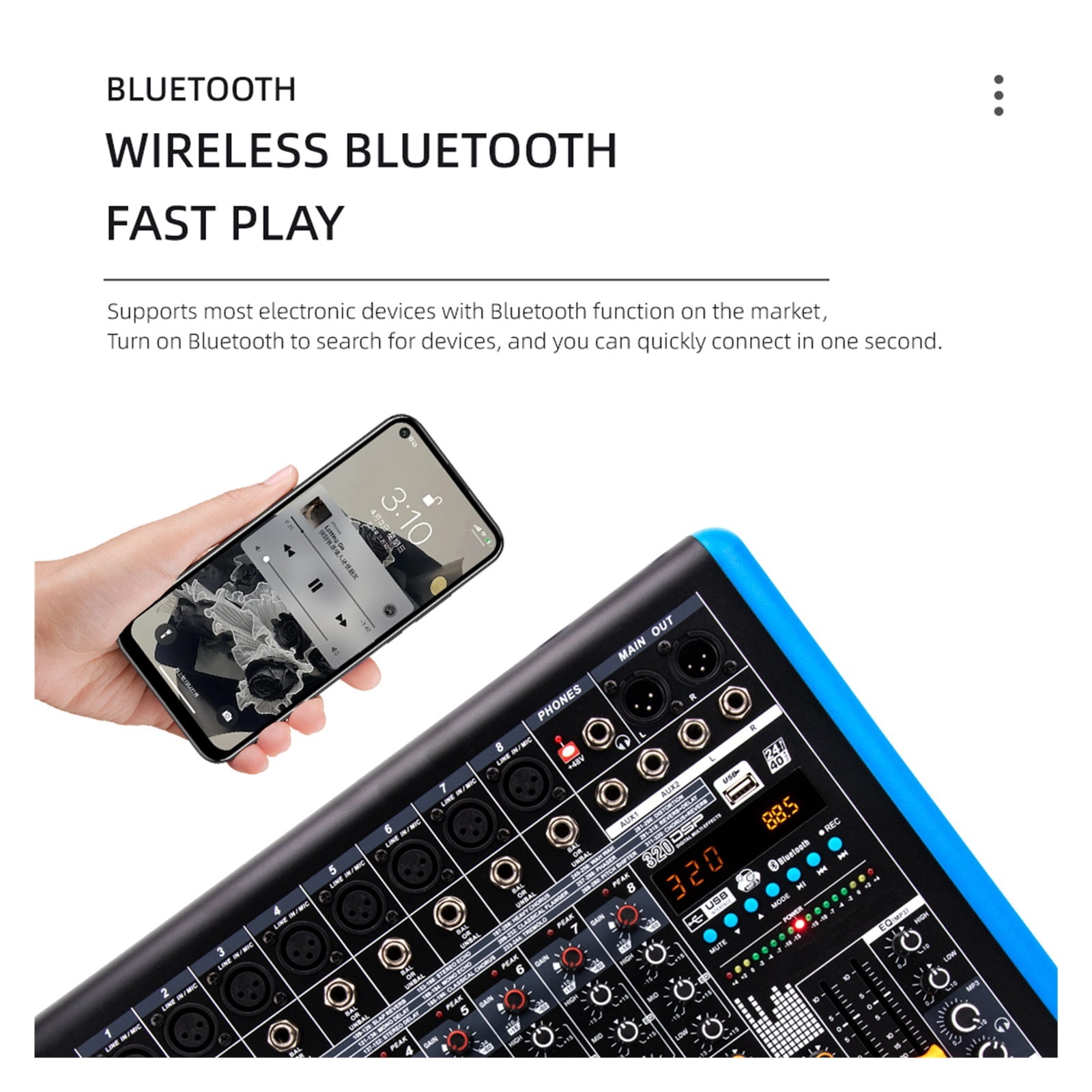 Professional 8-channel Digital Mixer Sound Card Microphone Mobile Phone Live Broadcast Computer Recording DJ Equipment ,Easy to Operate