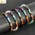 thumbnail image 2 of CSJA Natural Stone 7 Chakra Bracelet Healing Amethysts Pink Quartz Crystal 4mm Mini Beaded Bangle Bracelets Jewelry Women H393, 2 of 6