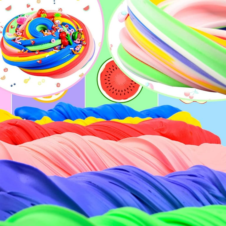 8 Pack Cloud Slime,Scented DIY Mini Slime Supplies for Kids,with  Watermelon,Rainbow,Ice Gream,Flower,Stress Relief Toy for Kids Education,  Party