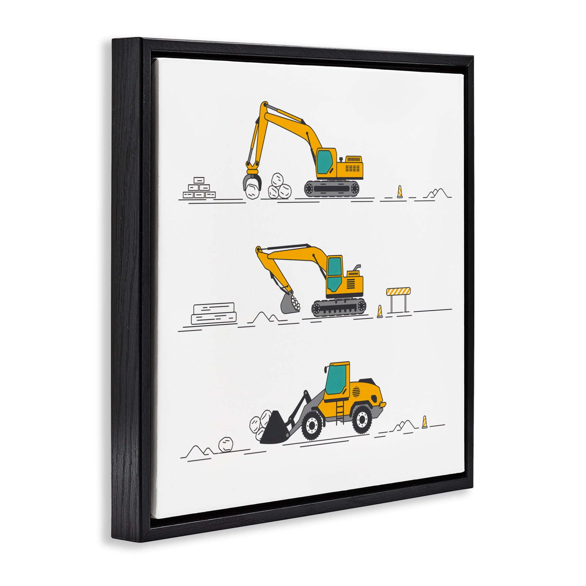 Stupell Industries Construction Digs Machine Black Framed Floater Canvas Wall Art, design by Creative Studio