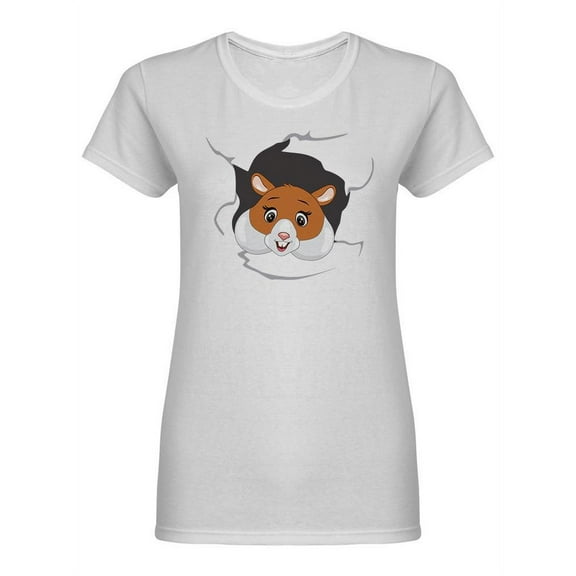 Hamster Poking Through A Crack Shaped T-Shirt Women -Image by Shutterstock, Female Medium