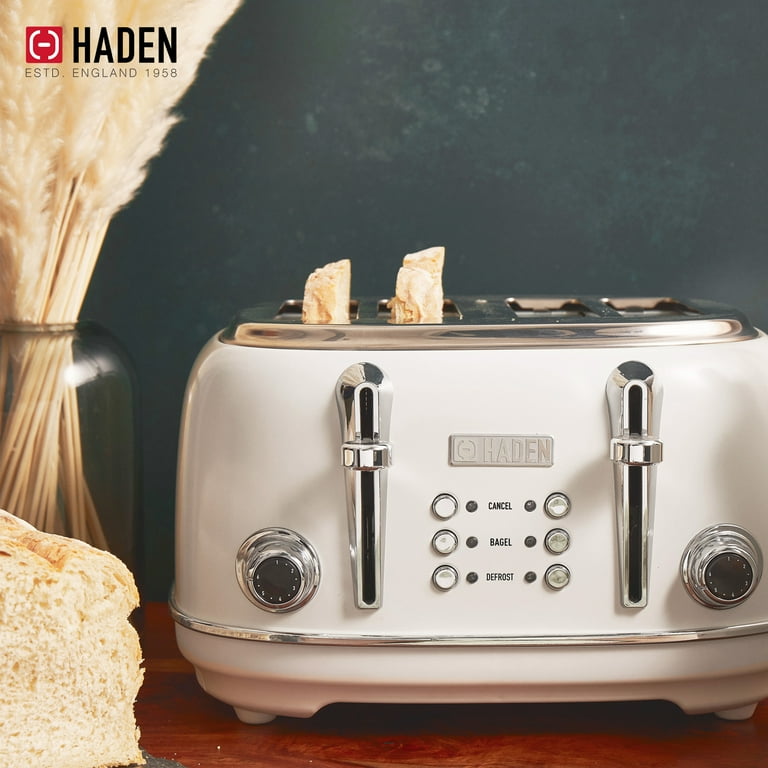 Haden Heritage 4-Slice Wide Slot Toaster, Ivory - 75013, Retro