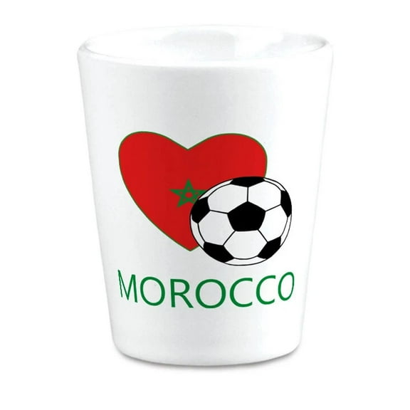 Ceramic Shot Glasses Love Soccer Heart Morocco Style 2 Euro Cup 2 Oz