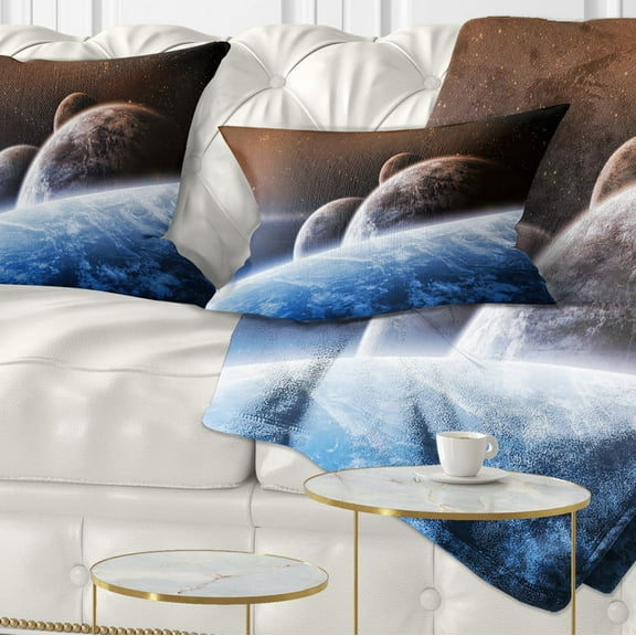 Designart Space Planet Landscape - Abstract Throw Pillow - 12x20