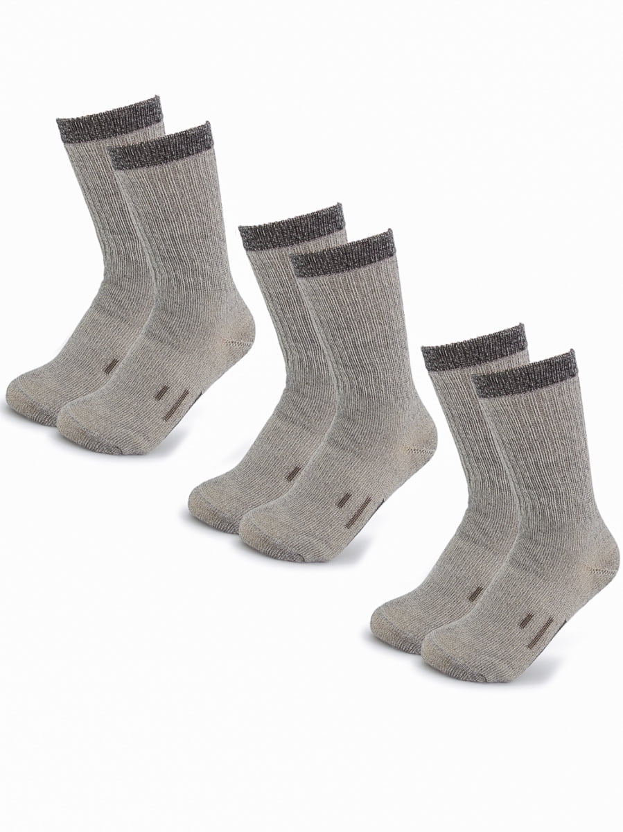 3 /6 /12 Pairs Men Gray w/Red Out Door Thermal Merino Wool Boot Sock Size 10-13. 