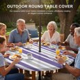 thumbnail image 3 of Round Outdoor Tablecloth with Umbrella Hole and Zipper, Purple Grey Stripe Tablecloth with Elastic Waterproof, Farmhouse Minimalist Striped Patio Table Covers for 55" - 60" Picnic Pool Tables, 3 of 9