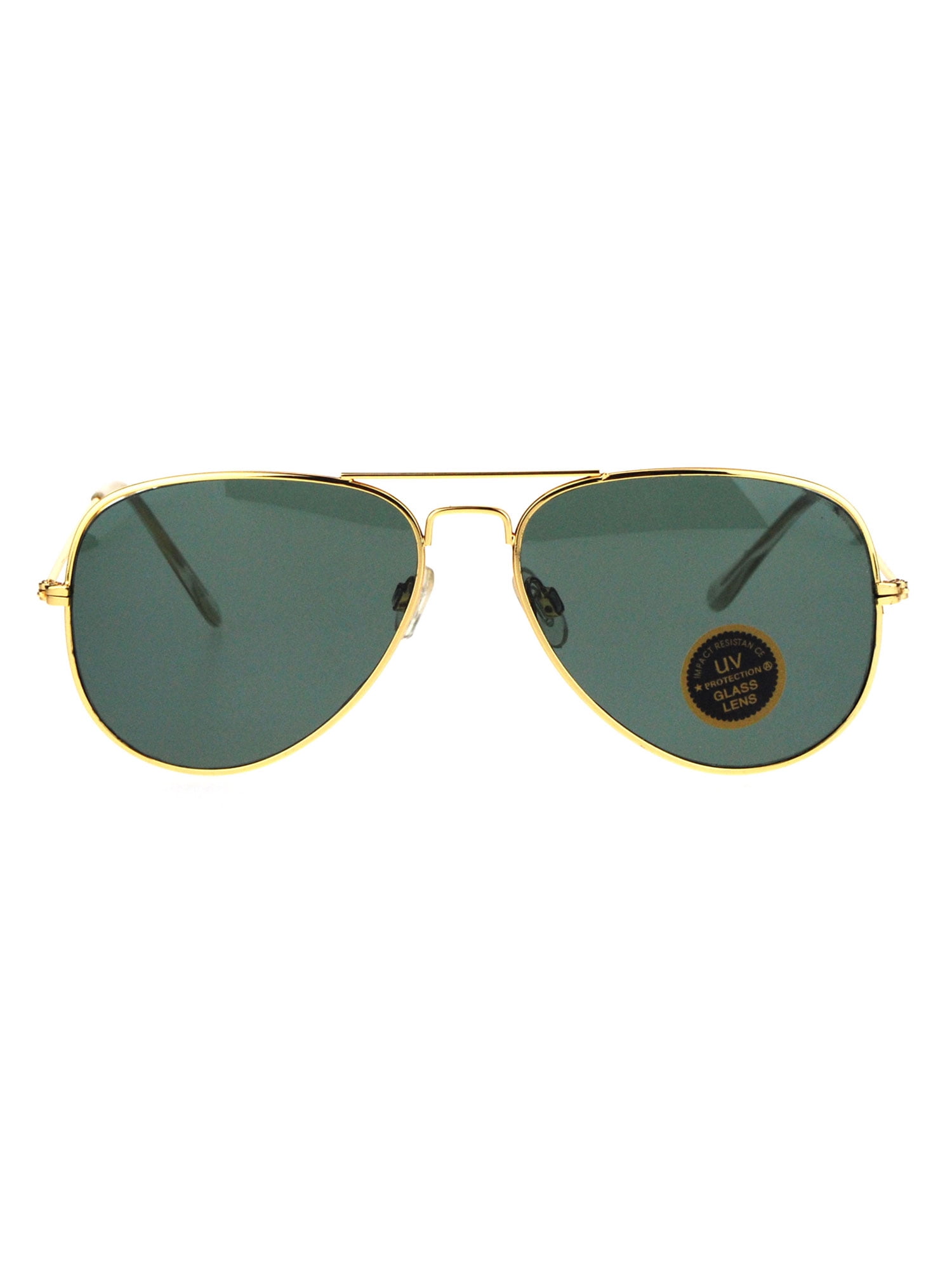 Glass Lens Vintage Designer Ear Wrap Aviator Sunglasses Gold Beige