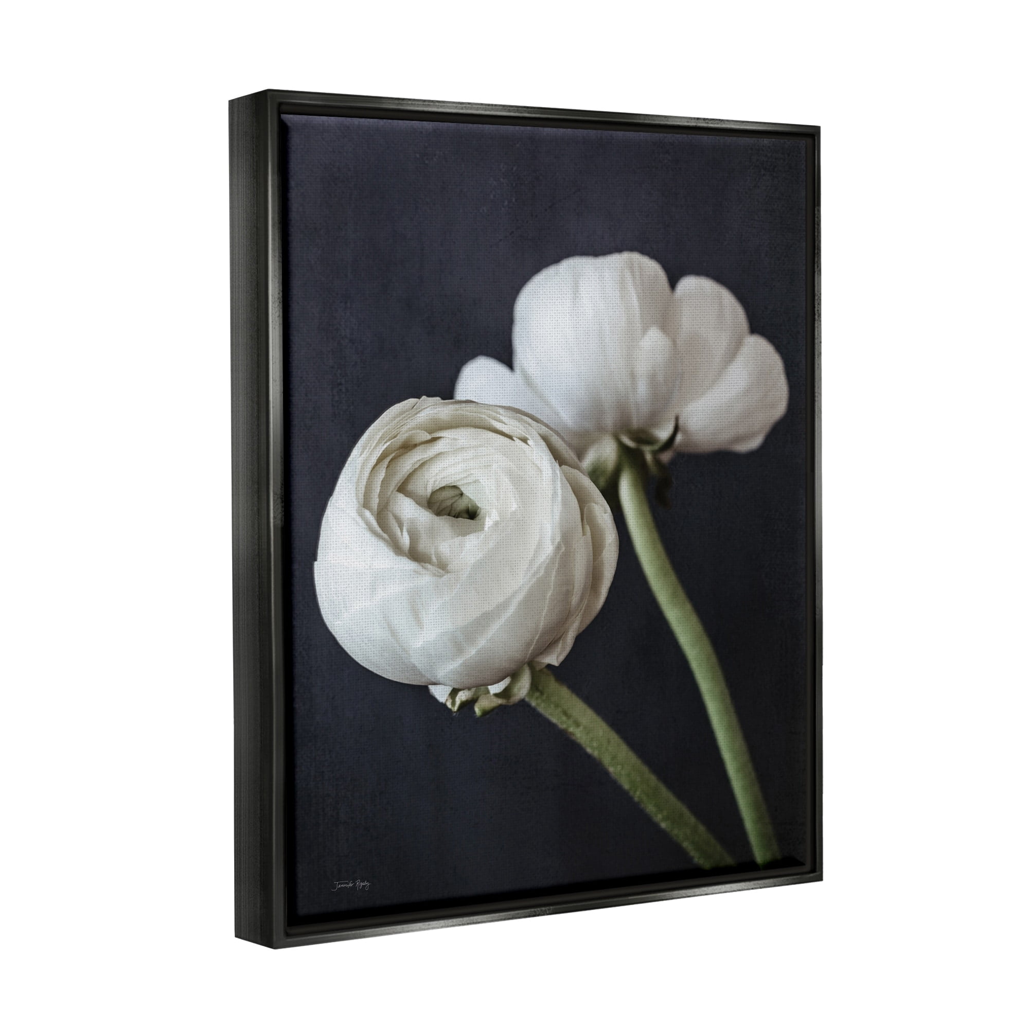 Stupell Industries Modern Ranunculus Flower Blossom Arrangement White Petals Photograph Jet Black Floating Framed Canvas Print Wall Art, Design by Jennifer Rigsby