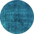 thumbnail image 1 of Ahgly Company Machine Washable Indoor Round Oriental Turquoise Blue Industrial Area Rugs, 4' Round, 1 of 4