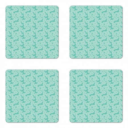 

Floral Coaster Set of 4 Monochrome Design Flower Petals Without Stems Illustration Square Hardboard Gloss Coasters Standard Size Seafoam and Pale Seafoam by Ambesonne