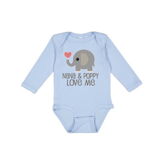 Inktastic Nana and Poppy Love Me Boys or Girls Long Sleeve Baby Bodysuit