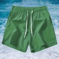 thumbnail image 2 of KPOPLK Mens 5 Inch Linen Shorts - Casual Elastic Waist Drawstring Summer Beach Shorts with Pocket(Light Green,XXL), 2 of 5