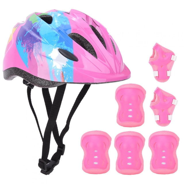 Children 7pcs Kids Skating Bike Protective Gear Set Safety Helmet Knee Elbow Wrist Pad