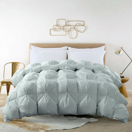 White Duck Down Comforter - Pintuck - King GREEN