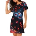 thumbnail image 2 of Daiia Cosmic Red Sparkle Dice Print Women's Nightshirt Soft Nightgowns for Women Short Sleeve dress Short-sleeved Sleepwear, 2 of 6