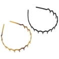 thumbnail image 2 of 2 diademas en zigzag de color negro y marrón, de plástico, con forma de tiburón y peine para el pelo., 2 of 14