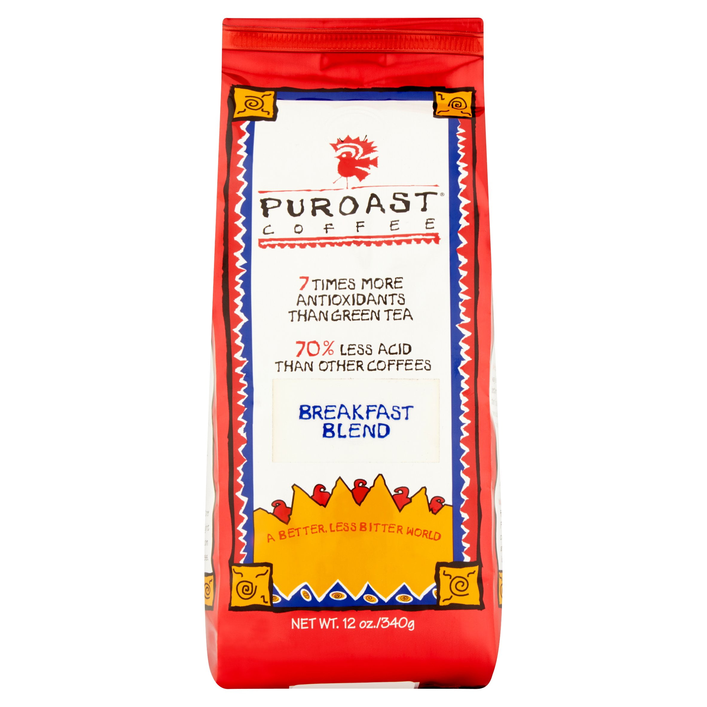 Puroast Breakfast Blend Low Acid Ground Coffee, 12 oz Bag