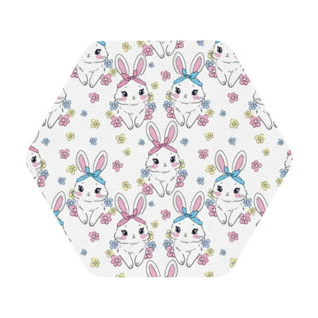 

Disketp Cartoon Cute Rabbit Funny Coasters 6 Pcs Leather Coasters with Holder Perfect Housewarming Hostess Gifts Protect Furniture from Water Marks Scratch and Damage