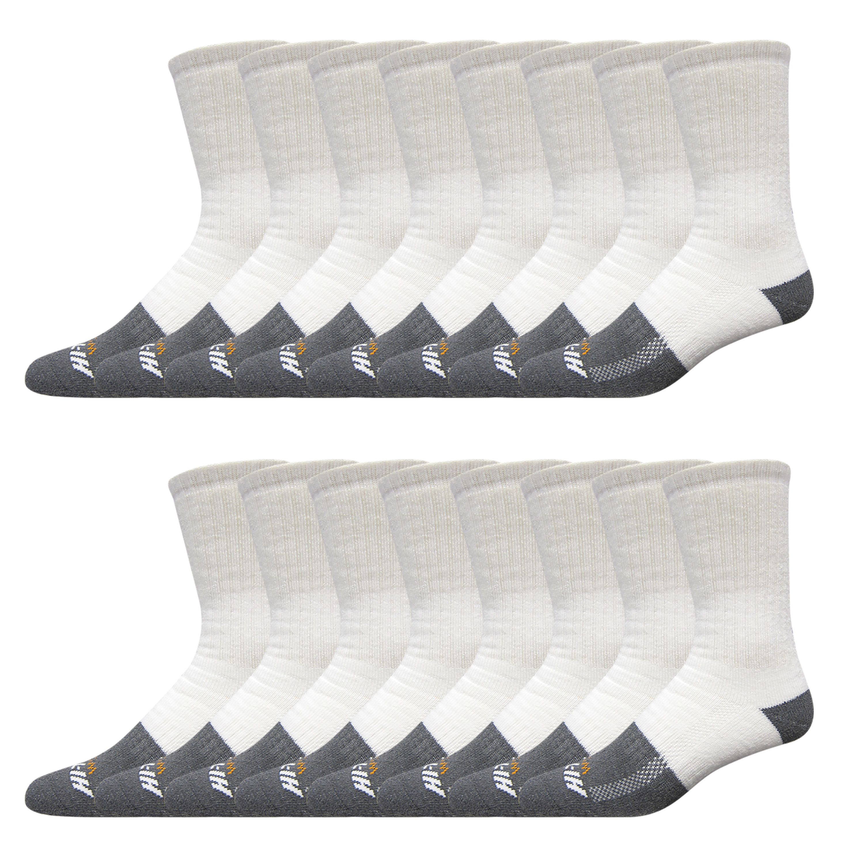 HiTec HITEC WORK Men's Work Crew Sock, White, 16 pair pack