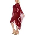 thumbnail image 5 of HAPPY BAY Women's Beachwear Swimsuit Coverups for Women Summer Swim Beach Dress Cover ups for Swimwear Women Loose Wear Bathing Suit Cover-up 1X-2X Maroon_AC685, 5 of 5