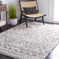 Safavieh Flokati Claudia Aztec Polyester Shag Area Rug, Gray/Ivory, 5'3" x 7'6"