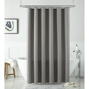 Lanco Floydell Horizontal Striped Buttonhole Top Shower Curtain, Brown, Size 70 x 72", 100% Polyester
