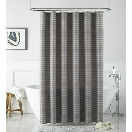 Lanco Floydell Horizontal Striped Buttonhole Top Shower Curtain, Brown, Size 70 x 72", 100% Polyester