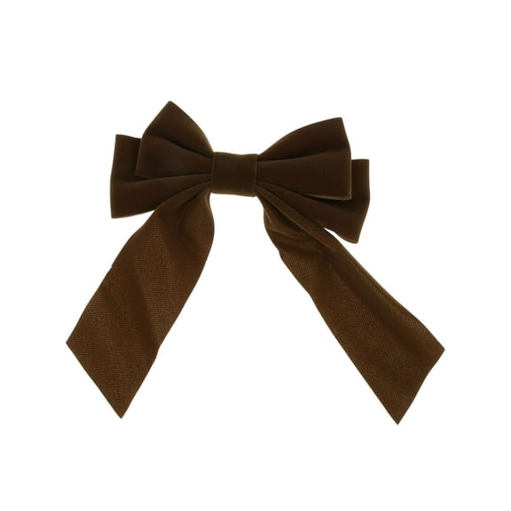 Unique Bargains 1 Pc Grace Bow Ribbon Duckbill Hair Clips for Home Dark Coffee Color