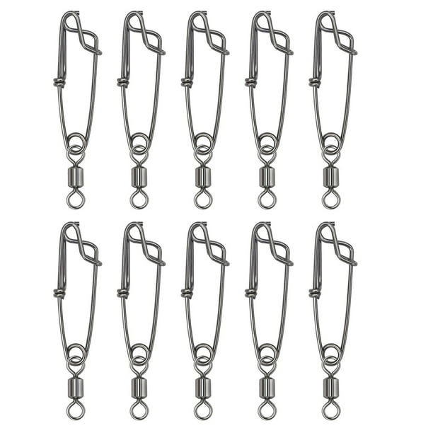 10 conectores giratorios de acero inoxidable para línea de pesca con rodamiento giratorio.