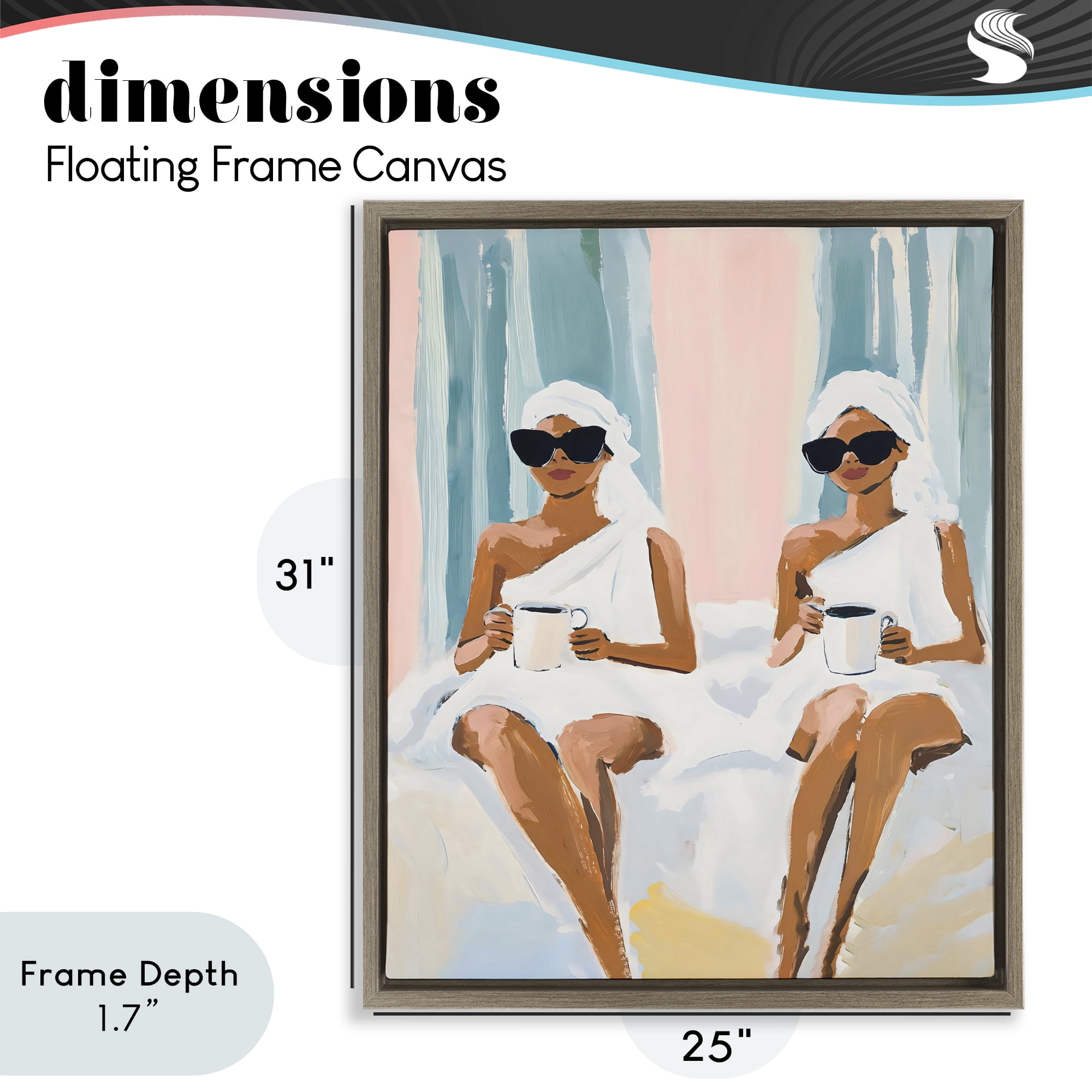 Stupell Industries Girls Spa Day with Coffee Brown Framed Floater Canvas Wall Art, design by The Prints Vibe