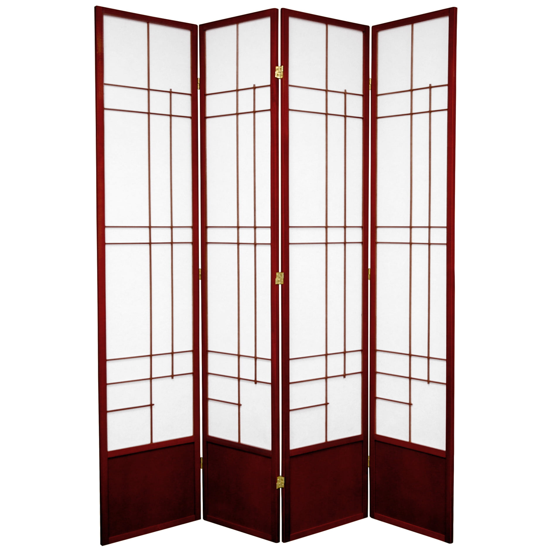84-Inch Eudes Room Divider Japanese Shoji Floor Screen Rosewood 6 Panel Oriental Furniture Extra Tall 7 Feet