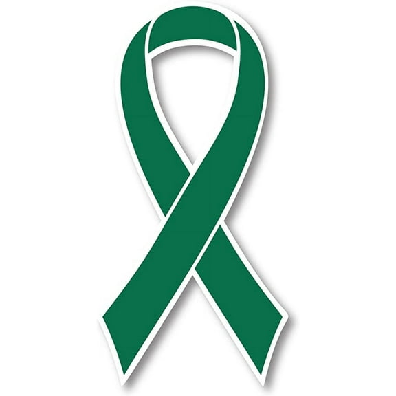 Green Liver Cancer Awareness Ribbon Car Decal 3.5" x 7"