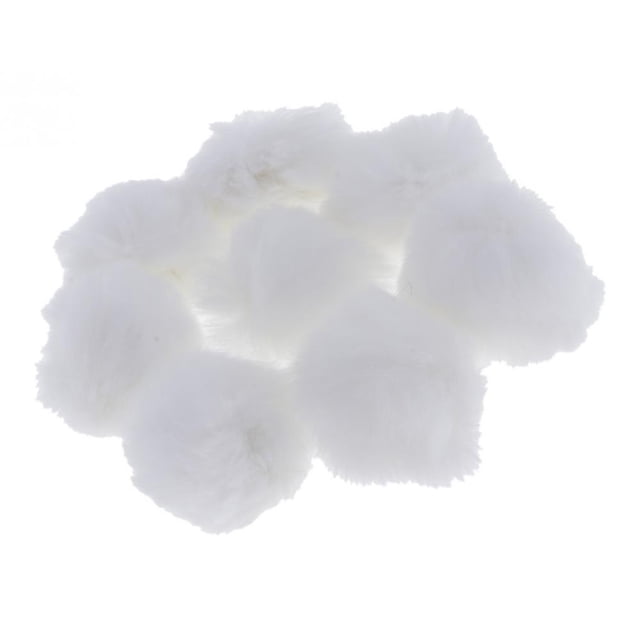 8Pcs DIY Faux Ball with Tiny Loop Pompom for Knitting Hats Shoes, White