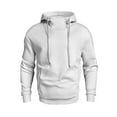 thumbnail image 3 of Sookity Mens Long Sleeve Drawstring Hoodie Solid Basic Pullover Tops Hooded Sweatshirt Big and Tall T Shirts Mens Casual Business Tee Shirts with Pockets White,L playera vaquera para hombre, 3 of 5
