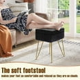 thumbnail image 4 of Vanity Stool Chair Faux Fur with Storage, 15.7"L x 11.8"W x 19.4"H Soft Ottoman 4 Metal Legs with Anti-Slip Feet, Furry Padded Seat, Modern Multifunctional Chairs for Makeup, Bedroom White, 4 of 6
