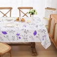 thumbnail image 3 of Floral Tablecloth 60x120 Inch Rectangle, Flower Decoration Table Cloth for Spring Summer, Waterproof Fabric Wrinkle Free Table Cover for Kitchen, Dining Room, Party, Picnic, Camping, Purple, 3 of 6