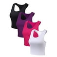thumbnail image 3 of MRULIC tank top for women Women's Tops 4 Pieces Basic Crop Tank Tops Sleeveless Crop Sport Blouse Womens tank tops Multicolor + L, 3 of 5