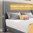 thumbnail image 3 of Dextrus Queen Size Bed Frame with a 50-inch Tall Headboard,No Requirement for Box Spring,Grey, 3 of 5