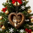 thumbnail image 4 of Adorno navideño con forma de corazón con animales Decoración plana en 2D de animales del bosque en acrílico Colgante del bosque para decorar el árbol de Navidad Regalo para los amantes de los animales, 4 of 7