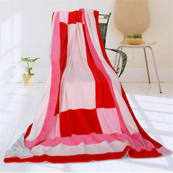 Onitiva - Noble Rose Soft Coral Fleece Patchwork Throw Blanket