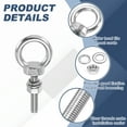 thumbnail image 3 of Uxcell M6 x 30mm Eye Bolt, 4Pcs 304 Stainless Steel Thread Lifting Ring Set, Silver, 3 of 7