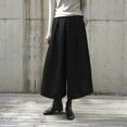 thumbnail image 2 of Women Fashion Solid Woolen Culottes Loose Wide Leg Pants Nine Quarter Pants, 2 of 2